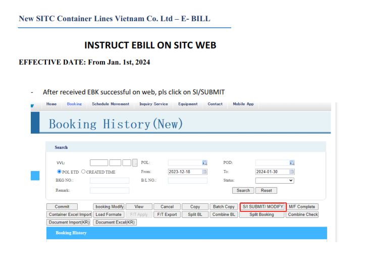 INSTRUCT EBILL ON SITC WEB